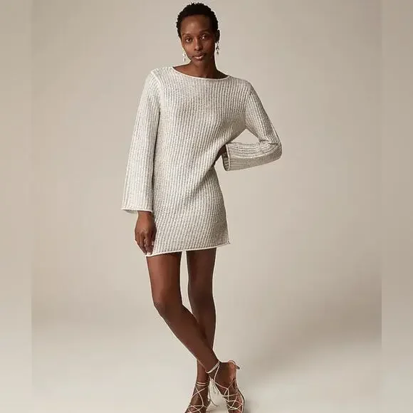 J. Crew | Dresses | J Crew Collection Metallic Openweave Sweaterdress Size  Small | Poshmark